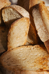 Toasted slices of fresh bread close up