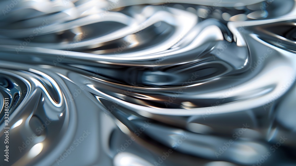 Poster abstract platinum background featuring fluid metallic waves and smooth textures. generative by ai