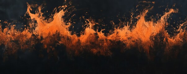 Fiery flames with dark background, abstract