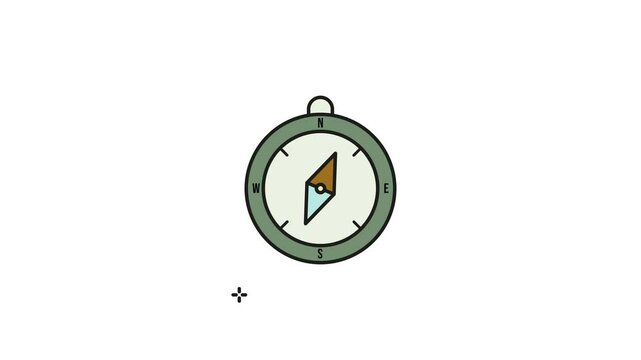 compass icon animated alpha channel, isolated flat icon with looping animation