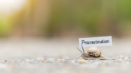 Obraz premium snail labelled Procrastination