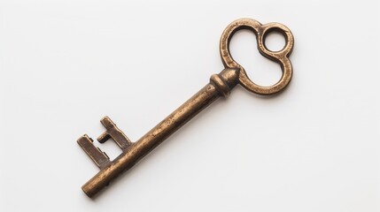 Vintage keys on a white background