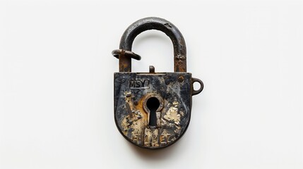 Old locks on the door on a white background