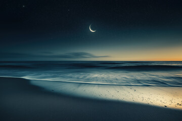 A beautiful night sky with a full moon and stars