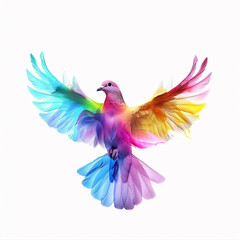 Fototapeta premium bird colorful wings flight dove rainbow feathers gradient vibrant multicolor flying nature animal beauty art peace bright freedom artistic abstract 