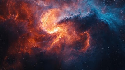 Fototapeta premium Abstract image of cosmic dust and gas clouds swirling in space, capturing the ever-changing flux of celestial matter.