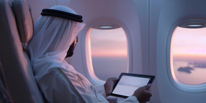 a man from the united arab emirates flying on his private jet to Dubai
