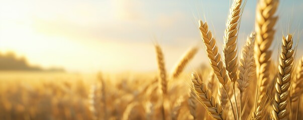 Heritage grains, ancient wheat fields, sustainable cultivation, 3D illustration
