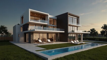 modern building with pool