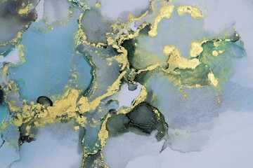 Fototapeta premium Original artwork photo of marble ink abstract art. High resolution photograph from exemplary original painting. Abstract painting was painted on HQ paper texture to create smooth marbling pattern.