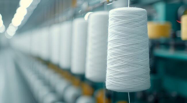 white yarn on a spool, yarn on the tube, cotton, wool, linen thread
