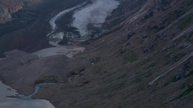  View of  eternal Pastertse glacier measuring 9 kilometres. Early morning. Grossglockner Mountain, Austria