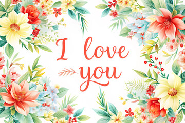 Obraz premium Flowers on a white isolated background with the inscription 