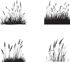 Grass silhouette vector icons