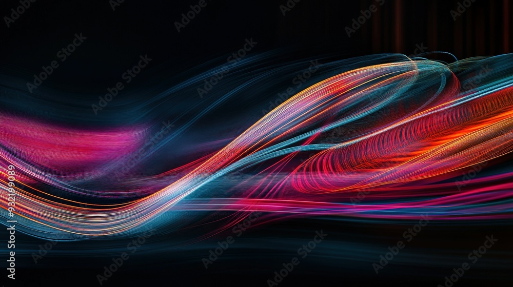 Aufkleber abstract light trails create vibrant waves of color in a dark environment