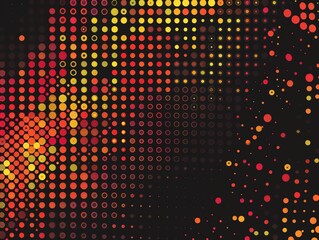Abstract Background with Red Orange and Yellow Circles on a Black Canvas