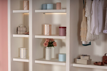 A closet with various things