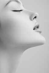 Closeup portrait of beautiful woman face. Perfect clean skin. Professional make-up