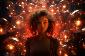 Bright lights girl glow with intensity image