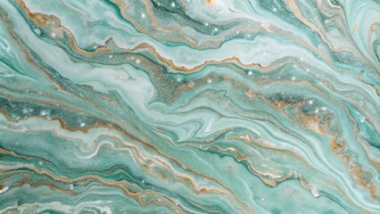 Fototapeta premium Aqua and Gold Marble Texture, Fluid Art with Metallic Highlights