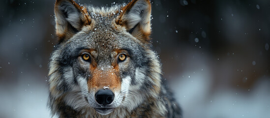 Close-up portrait of a wolf in the wild