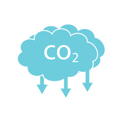  Reduction Greenhouse CO2 with Cloud Emission Linear Pictogram. Carbon Dioxide Pollution in Air Outline Icon. CO2 emissions, carbon dioxide reduction, low, reduce, icon vector
