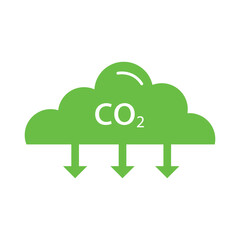  Reduction Greenhouse CO2 with Cloud Emission Linear Pictogram. Carbon Dioxide Pollution in Air Outline Icon. CO2 emissions, carbon dioxide reduction, low, reduce, icon vector