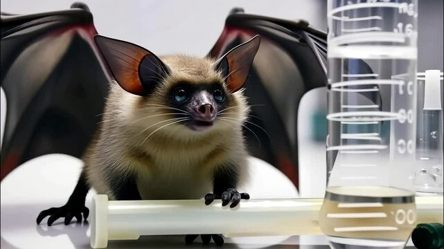 A close-up of a cute bat with large ears, showcasing its unique features and endearing expression.

