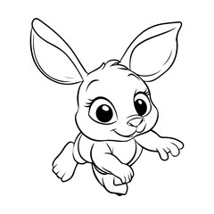 Kangaroo Coloring Page, Cute baby kangaroos cartoon character coloring page vector illustration. Simple cartoon style.