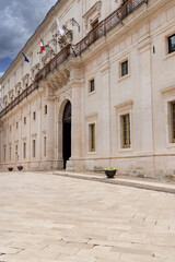 Fototapeta premium Facade of Palazzo Ducale, located at Piazza Rome next to Porta di Santo Stefano, Martina Franca, Italy, Puglia