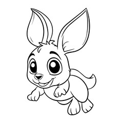 Kangaroo Coloring Page, Cute baby kangaroos cartoon character coloring page vector illustration. Simple cartoon style.