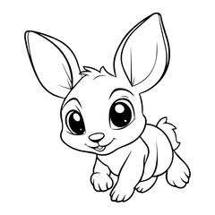 Kangaroo Coloring Page, Cute baby kangaroos cartoon character coloring page vector illustration. Simple cartoon style.