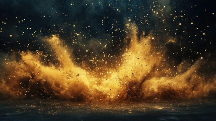A captivating digital artwork depicting a powerful sand explosion against a dark, moody background