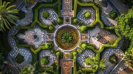 Aerial View of a Geometric Garden
