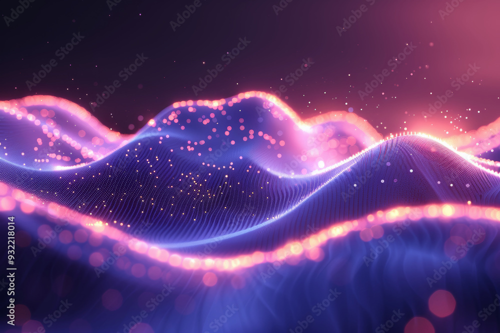 Aufkleber surreal undulating waves pulsate with vibrant colors, sparkling like stars in a digital cosmos, crea