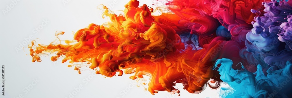 Poster Colorful ink exploding in water creating abstract shapes