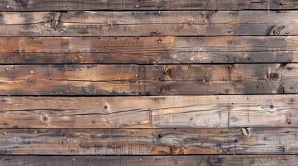 Medium brown weathered wooden planks arranged horizontally viewed from above