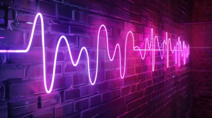 Obraz premium Neon Sign Wave on Brick Wall