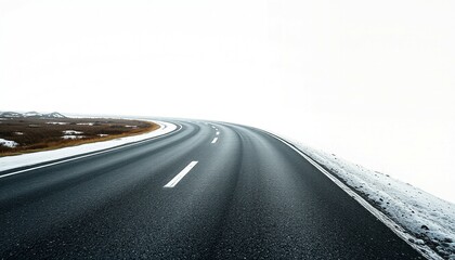 Fototapeta premium Winding Asphalt Road Isolated on White Background