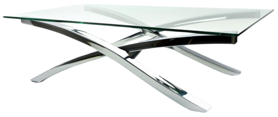 Modern Chrome and Glass Coffee Table isolated on transparent background.