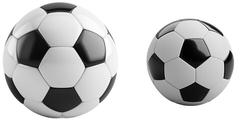 Soccer Ball Duo: A classic black and white soccer balls isolated on transparent background.
