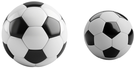 Soccer Ball Duo: A classic black and white soccer balls isolated on transparent background.