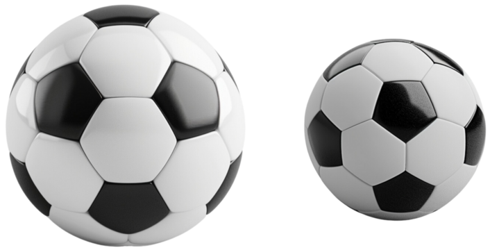 Soccer Ball Duo: A classic black and white soccer balls isolated on transparent background. - Powered by Adobe