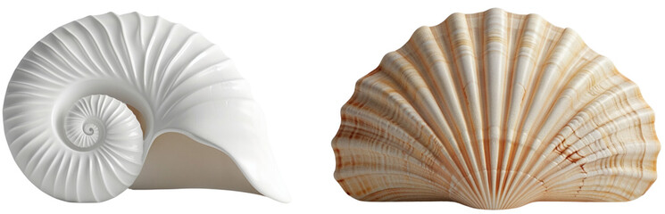 Spiral Seashell: A stunningly intricate spiral seashell, a testament to nature's artistry, isolated on transparent background.