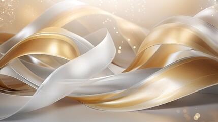 Fototapeta premium An elegant arrangement of swirling ribbons in gold and silver metallic tones. 