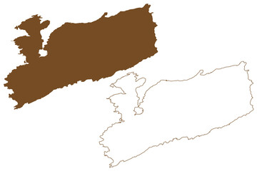 Otroya island (Kingdom of Norway) map vector illustration, scribble sketch Otroy map