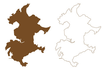 Pingtan island (People's Republic of China, PRC) map vector illustration, scribble sketch Haitan map