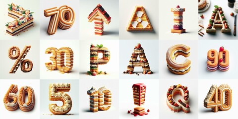 Fototapeta premium Napoleon cake Lettering Typeface. AI generated illustration