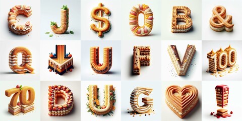 Fototapeta premium Napoleon cake Lettering Typeface. AI generated illustration