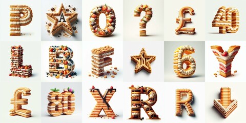 Fototapeta premium Napoleon cake Lettering Typeface. AI generated illustration